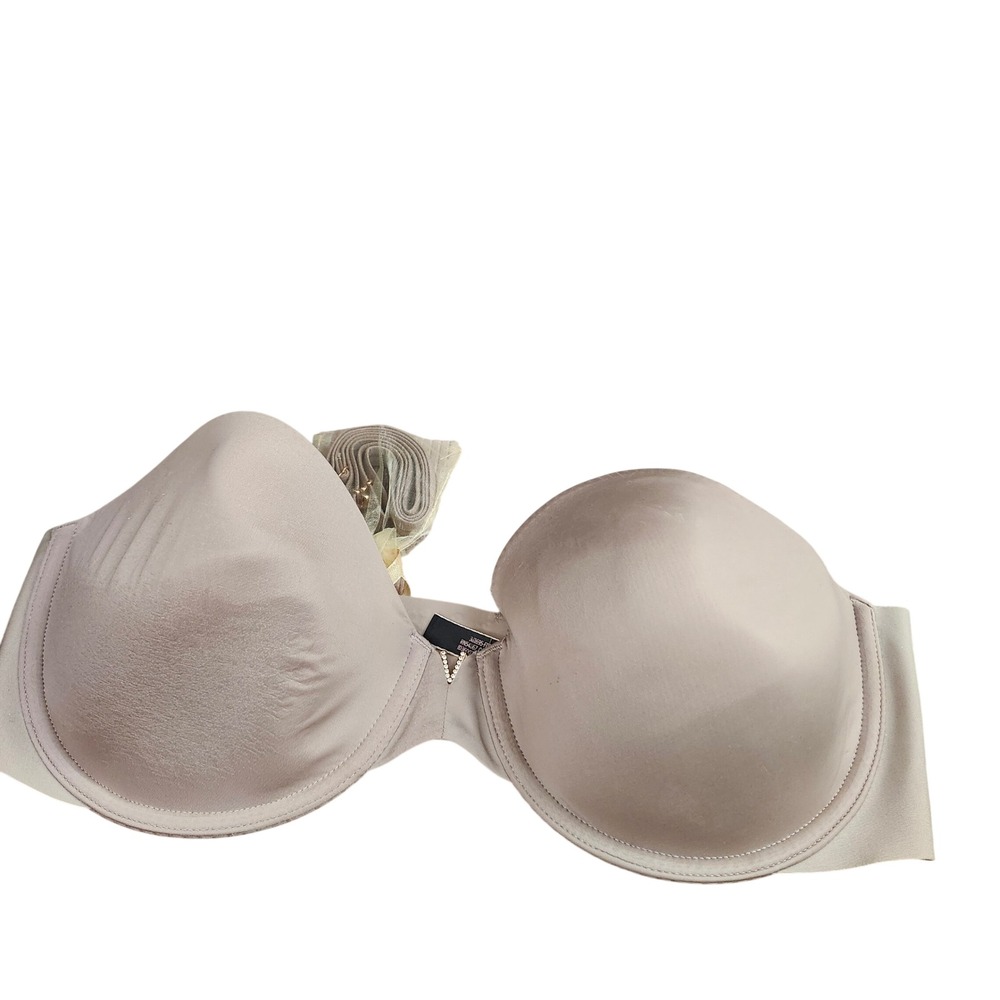 Victoria's Secret 38C Multi-Way Strapless Bra Taupe Nude Rhinestone V Hardware